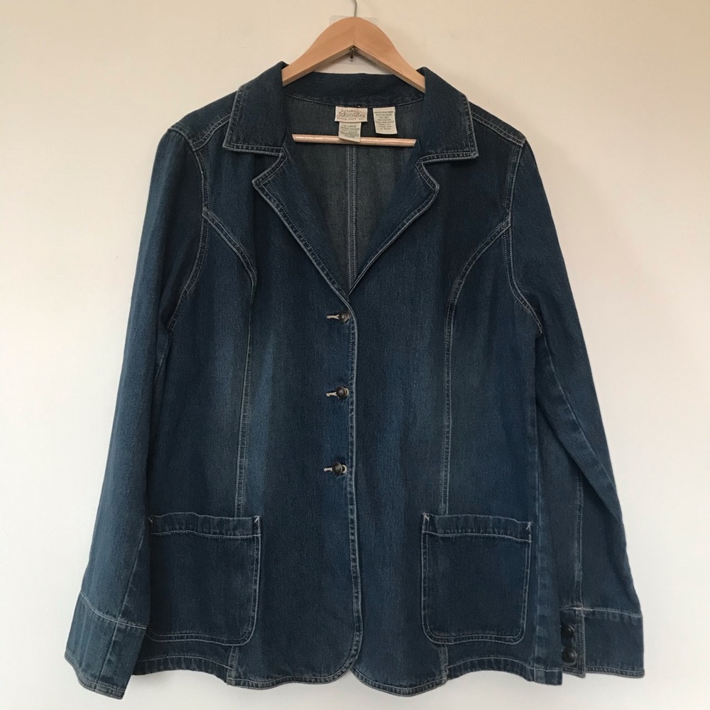 St. John’s Bay Denim Blue Button Collar Jacket XL